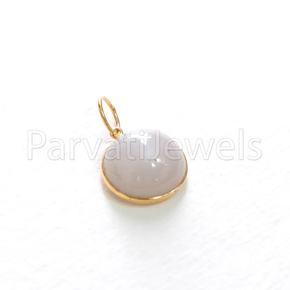 Rare Gray Moonstone Charm, 18K Solid Gold Charm, Charm Pendent, Gold Charm, Natural Gemstone Charm, Solid 18k Gold Charm, Handmade Charms
