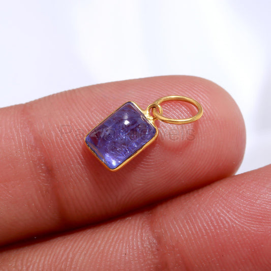 Natural Tanzanite Charm, Solid 18k Gold Charm, Handmade Gold Charm, December Birthstone Charm, Tanzanite Charm, Minimalist Charm Pendant,