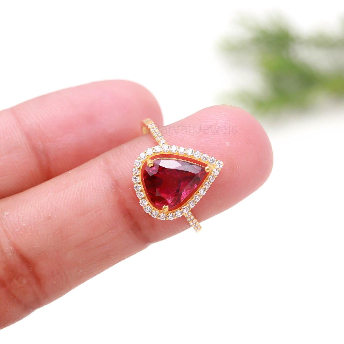 AA Natural Tourmaline With Diamond Gold Ring, 14K Solid Gold Ring, Handmade Ring, Dainty Gold Ring, October Birthstone, Tourmaline Gold Ring