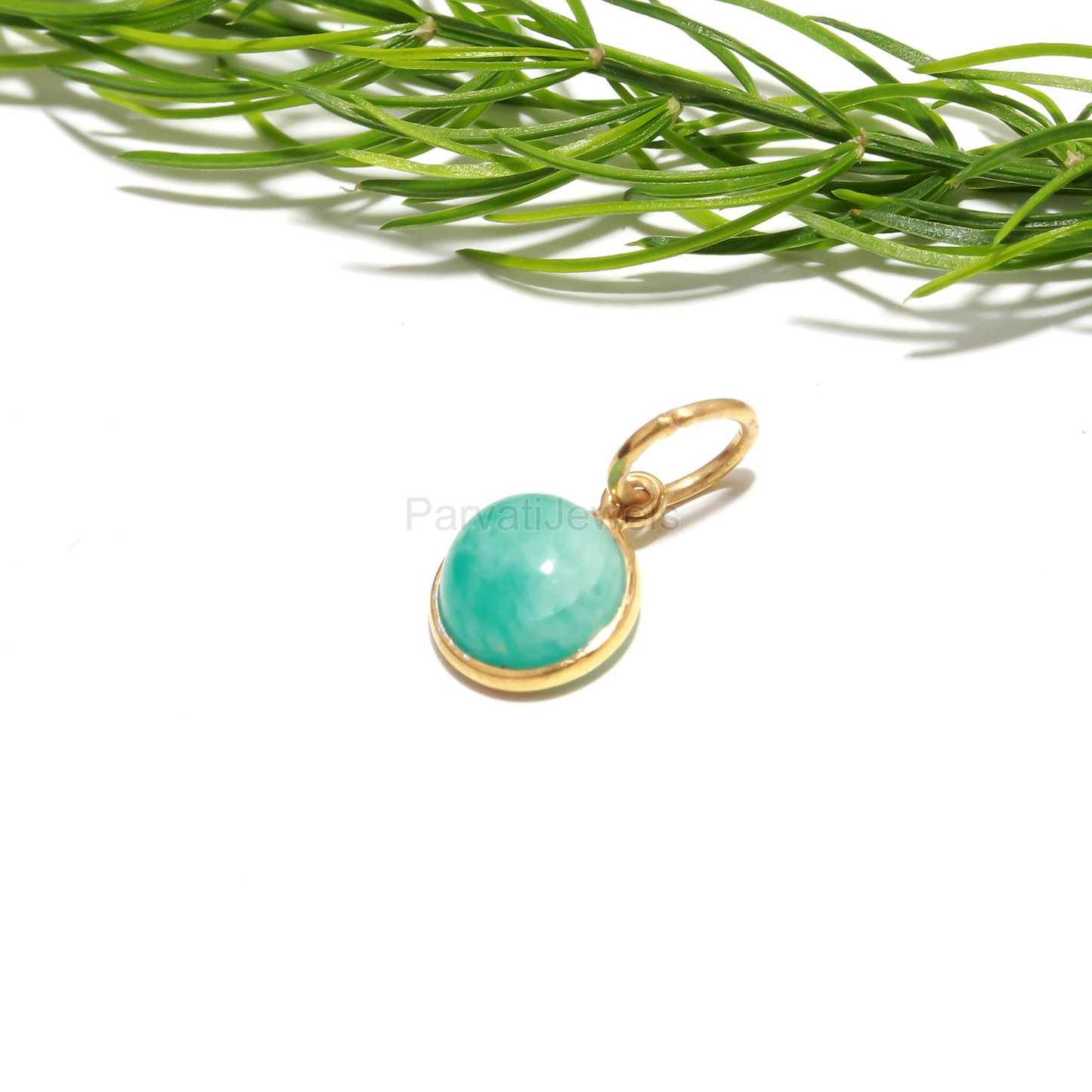 Natural Amazonite Charm, 18k Solid Gold Charm, Amazonite Gold Charm, Gold Charm, Birthstone Charm Pendant, Handmade Gold Charm, Gift for Her