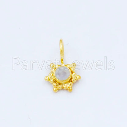 Natural Rainbow Moonstone Charm, 18k Solid Gold Charm, Handmade Gold Charm, Designer Charm Pendant, Charms Necklace, Rainbow Moonstone Charm