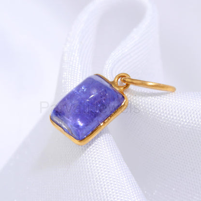 Natural Tanzanite Charm, Solid 18k Gold Charm, Handmade Gold Charm, December Birthstone Charm, Tanzanite Charm, Minimalist Charm Pendant,