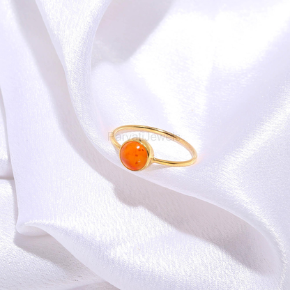 Natural Carnelian Gold Ring, 18K Solid Gold Ring, Dainty Gold Ring, Handmade Gold Ring, Carnelian Birthstone Ring, Gift for her