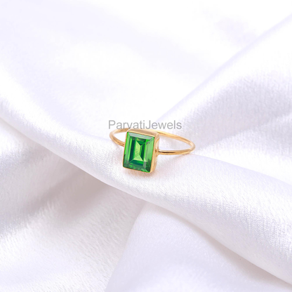 AA Peridot Gold Ring, 18K Solid Gold Ring, Handcrafted Ring, August Birthstone Ring, Gold Jewelry, Thin Gold Ring, Ring for her