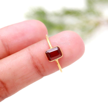 Natural Hessonite Gold Ring, 18K Solid Gold Ring, Handcrafted Ring, Dainty Gold Ring, Hessonite Gold Ring, January Birthstone