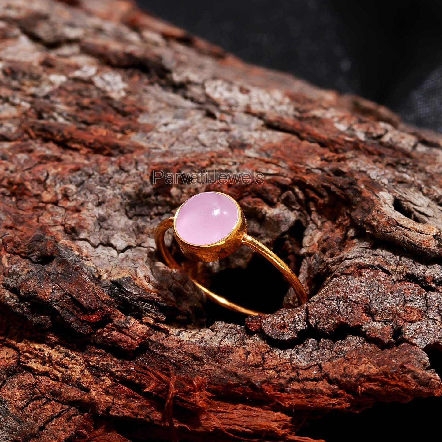 AA Rose Quartz Gold Ring, 18K Solid Gold Ring, Dainty Gold Ring, Handcrafted Ring, January Birthstone Ring, Gold Jewelry
