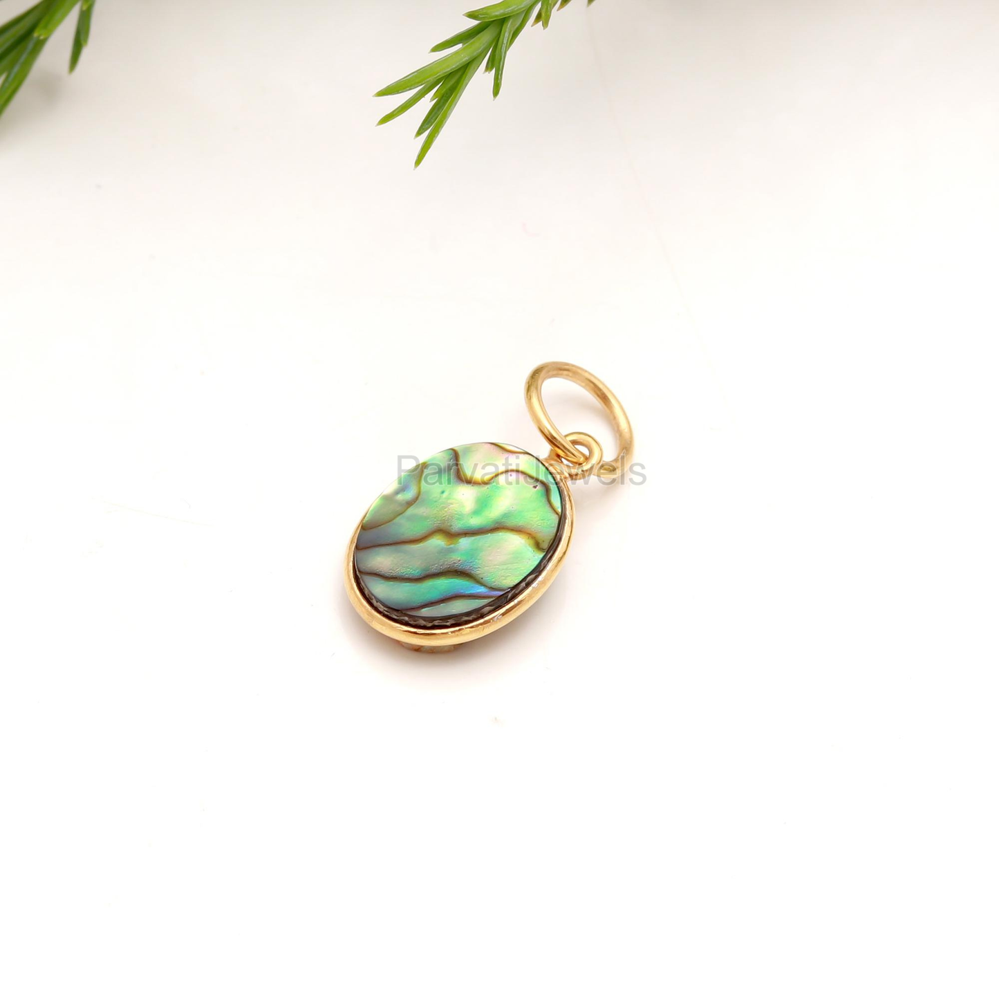 Natural Abalone Shell Oval Shaped Charm, Handcrafted Gold Charm, May Birthstone, Minimalist Gold Charm, 18k Solid Gold Charm