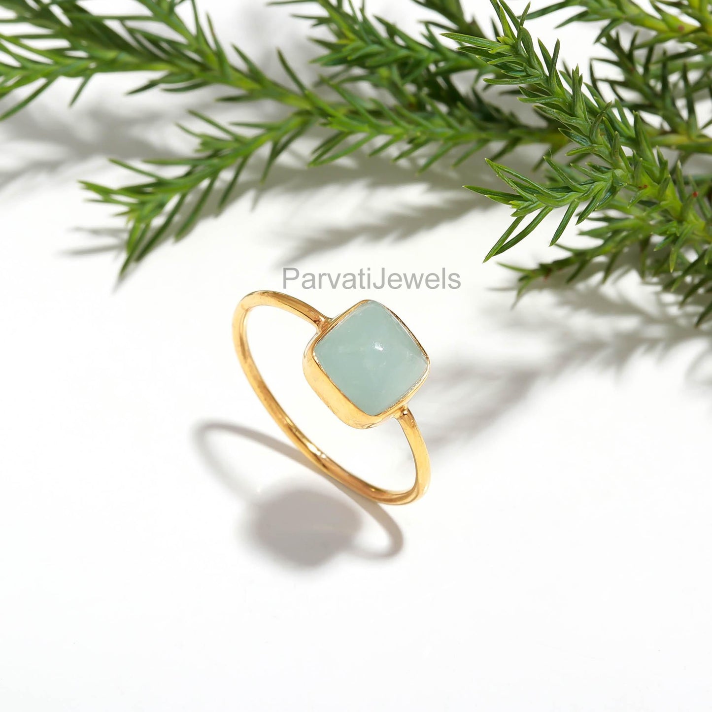 Natural Aquamarine Gold Ring, 18K Solid Gold Ring, Aquamarine Gold Ring, Dainty Gold Ring, Handmade Ring, March birthstone Jewels