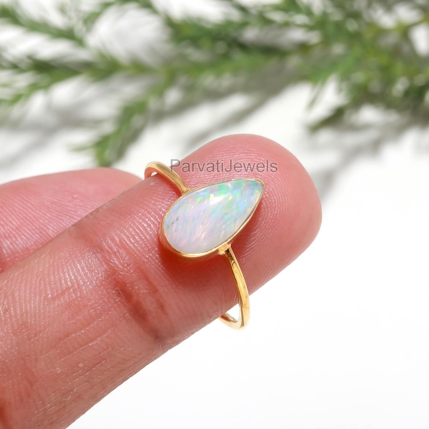 Lab Created Opal Gold Ring, 18K Solid Gold Ring, Gold Ring, Dainty Gold Ring, Handmade Opal Ring, October Birthstone Jewels