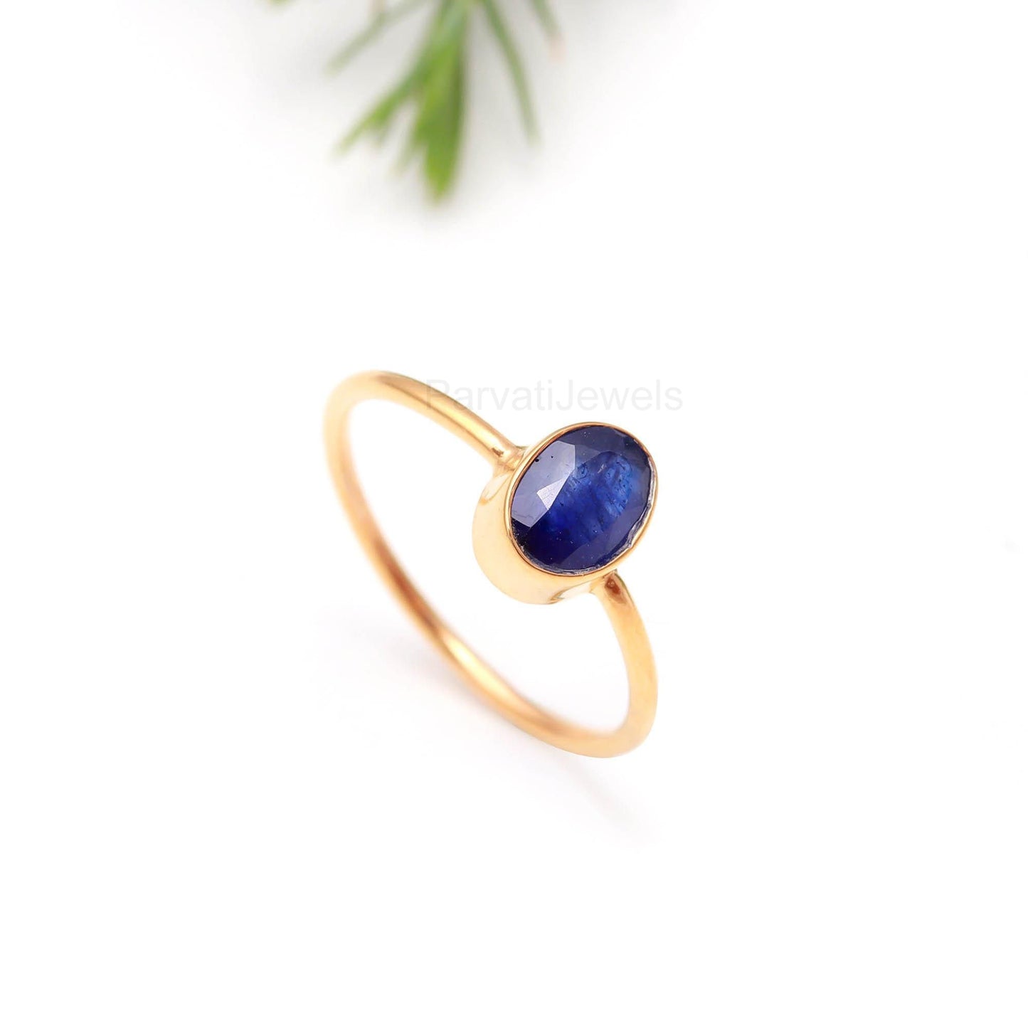 Natural Blue Sapphire Gold Ring, 18K Solid Gold Ring, Dainty Gold Ring, Handmade Gold Ring, Gift for her, September Birthstone