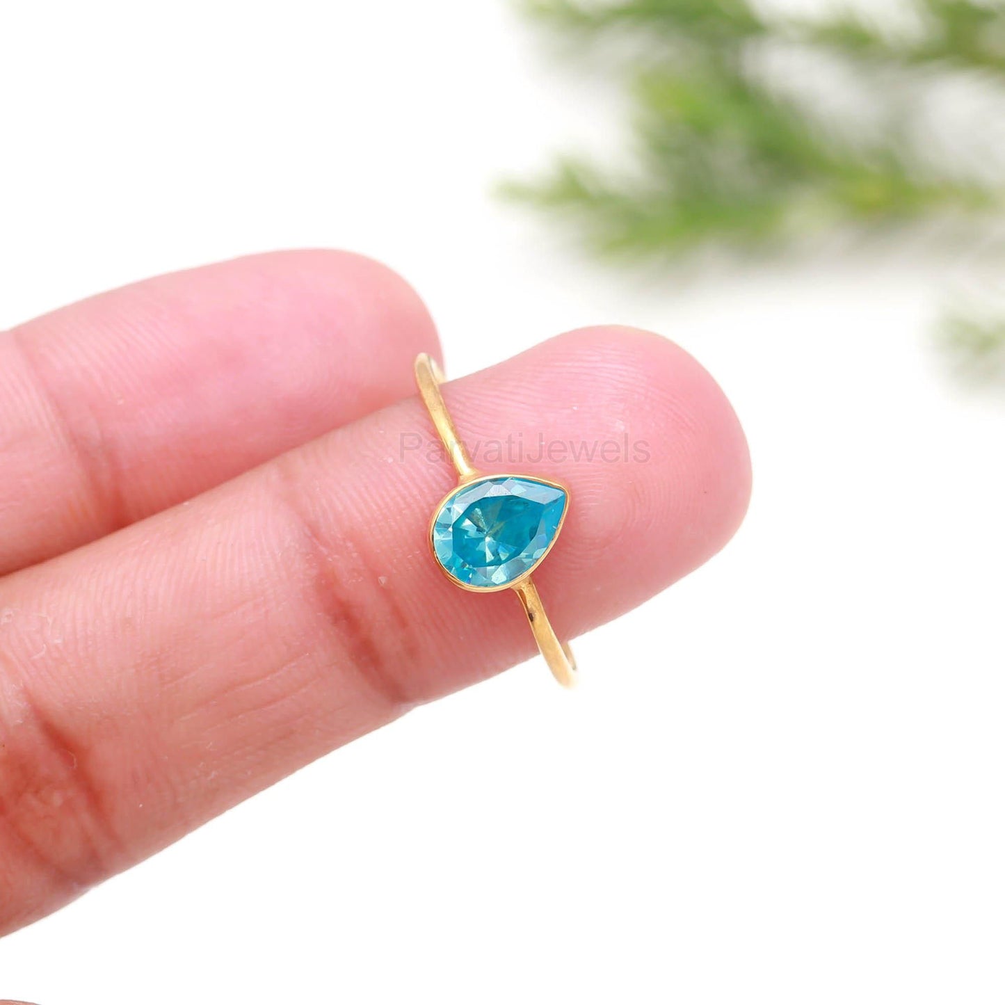 AA Natural Blue Topaz Gold Ring, 18K Solid Gold Ring, Dainty Gold Ring, Handmade Gold Ring, December Birthstone, Gift for her
