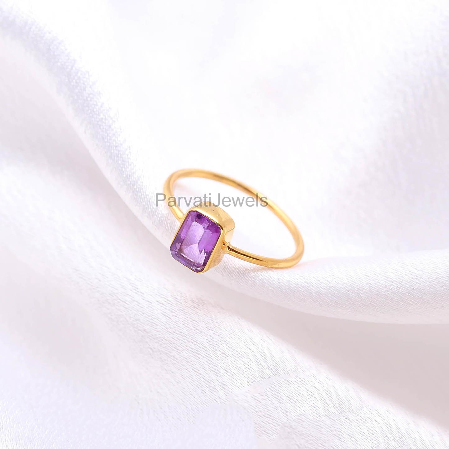 Natural Amethyst Gold Ring, 18k Solid Gold Ring, Gift For Her, Handmade Gold Ring, Amethyst Dainty Gold Ring, Minimalist Gold Ring