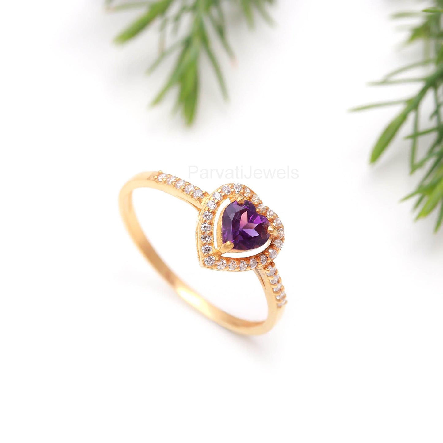 Elegant Amethyst and Diamond 14k Solid Gold Ring, Diamond Ring, Amethyst Gold Jewelry, Dainty Gold Ring, Handmade Ring, Gift For Her