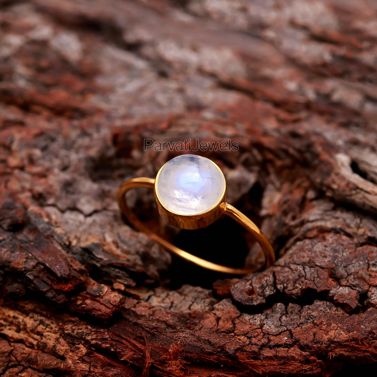 Natural Rainbow Moonstone Gold Ring, Gift For Her, Handcrafted Gold Ring, Dainty Gold Ring, Minimalist Gold Ring, 18k Solid Gold Ring