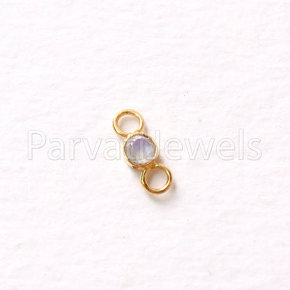 Rainbow Moonstone Connector, 18k Solid Gold Connector, Natural Moonstone Connector, Gold Connector, Gold Jewelry Connector, Gift For her