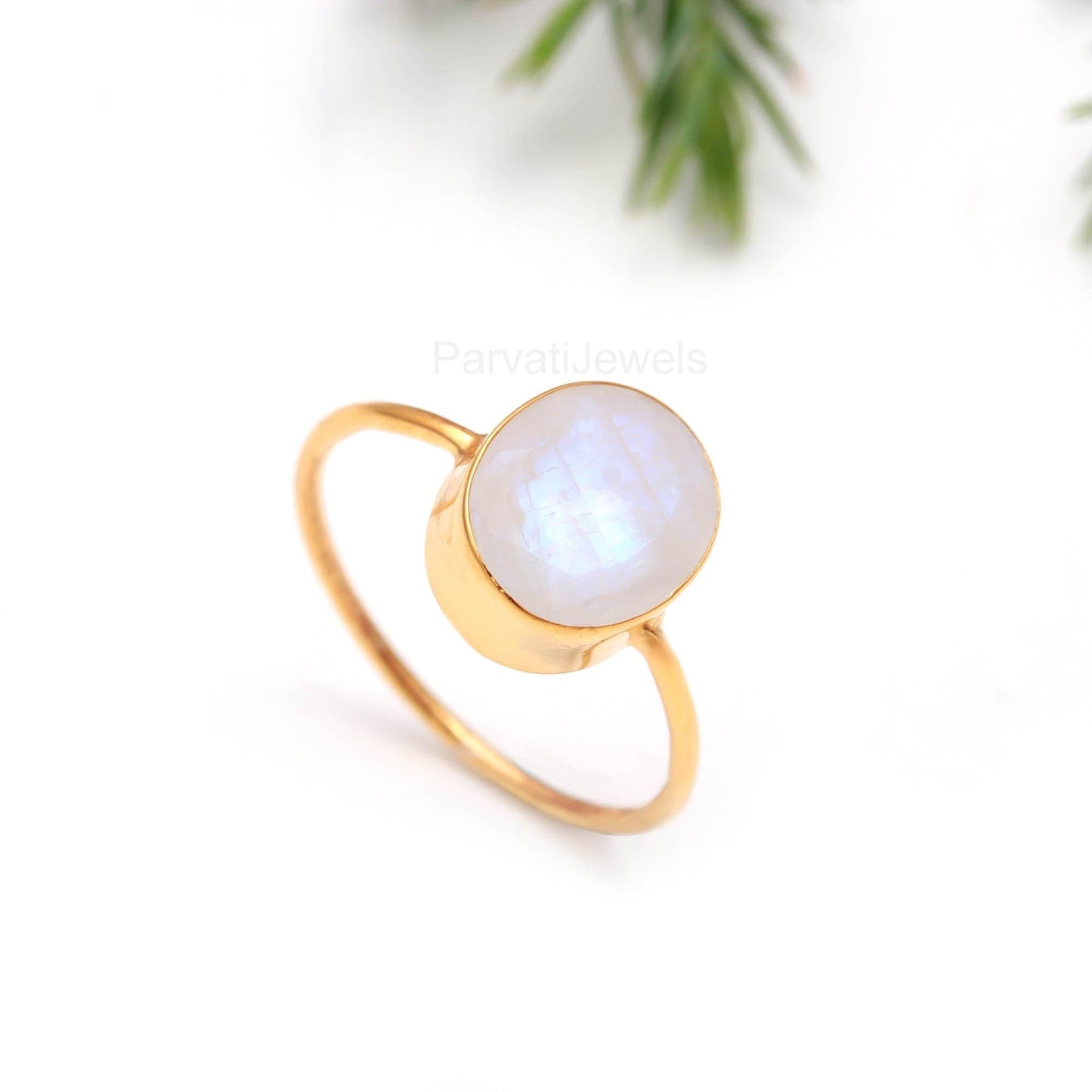 Natural Rainbow Moonstone Ring, 18k Solid Gold Ring, Handmade Gold Ring, Rainbow Moonstone Gold Ring, Gift For Women, Dainty Gold Ring
