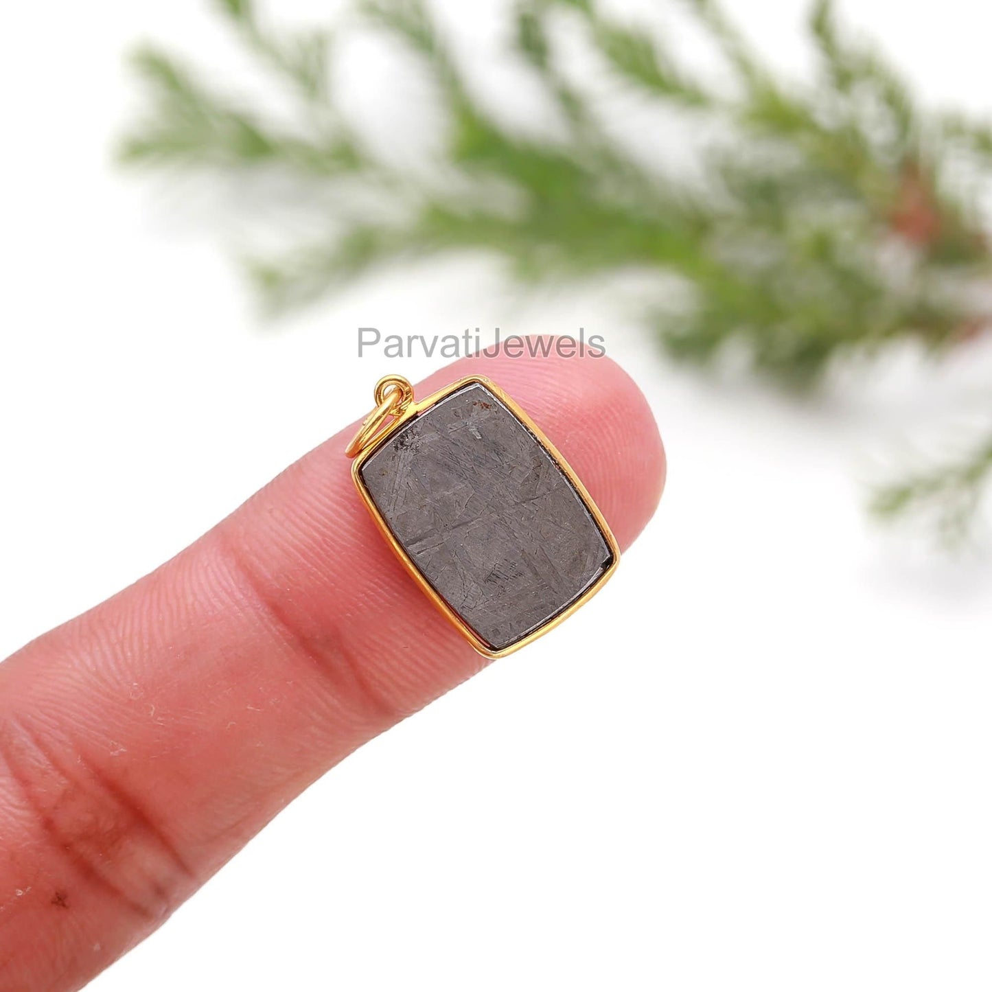 AA Natural Meteorite Charm, 18k Solid Gold Charm, Minimalist Gold Charm, Dainty Gold Charm, Gemstone Gold Charm, Handmade Gold Charm