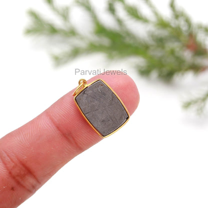 AA Natural Meteorite Charm, 18k Solid Gold Charm, Minimalist Gold Charm, Dainty Gold Charm, Gemstone Gold Charm, Handmade Gold Charm