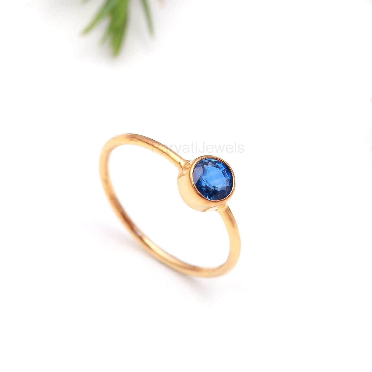 Natural Tanzanite Round Shaped Gold Ring, 18K Solid Gold Ring, Dainty Gold Ring, Handcrafted Gold Ring, Gift for her, December Birthstone