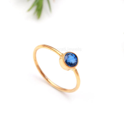 Natural Tanzanite Round Shaped Gold Ring, 18K Solid Gold Ring, Dainty Gold Ring, Handcrafted Gold Ring, Gift for her, December Birthstone