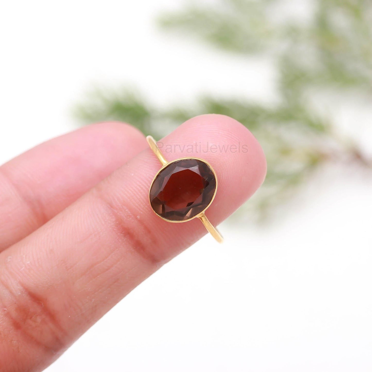 AA Natural Smoky Gold Ring, Dainty Gold Ring, 18K Solid Gold Ring, Handcrafted Ring, November Birthstone, Smoky Gold Ring, Custom gold Ring