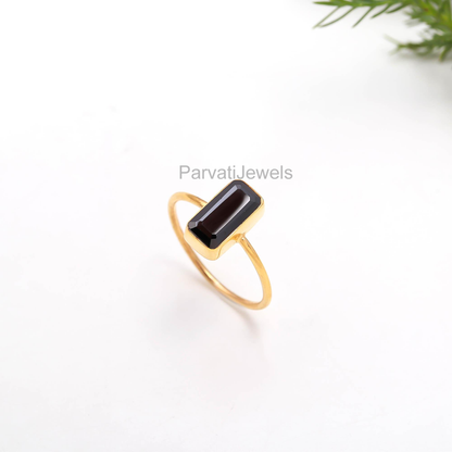 Beautiful Black CZ Gold Ring,18K Solid Gold Ring, Dainty Gold Ring, CZ Gold Ring, Handmade Ring, Minimalist Gold Ring