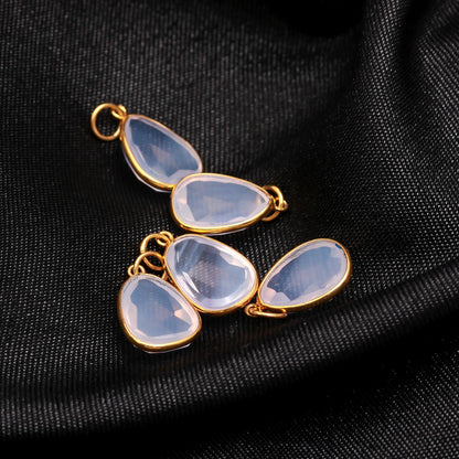 AA Natural Lavender Opal Charm, Solid 18k Gold Charm, Handmade Gold Charm, Fancy Shape Opal Rose Cut Charm, Birthstone Charm, Gold Charm