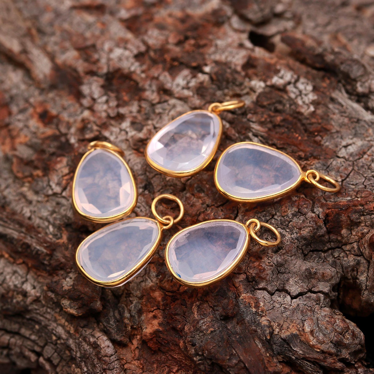 AA Natural Lavender Opal Charm, Solid 18k Gold Charm, Handmade Gold Charm, Fancy Shape Opal Rose Cut Charm, Birthstone Charm, Gold Charm