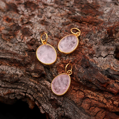 Natural Peach Morganite Stone Charm, 18k Solid Gold Charm, Peach Morganite Charm, Gold Charm, Charm Pendant, Fancy Shape Morganite, SOLID18K