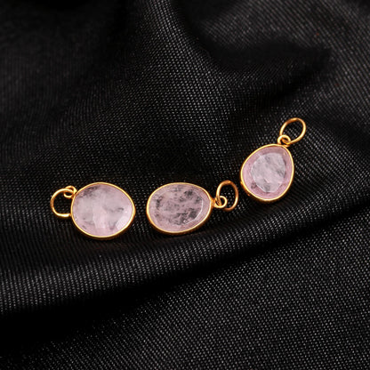 Natural Peach Morganite Stone Charm, 18k Solid Gold Charm, Peach Morganite Charm, Gold Charm, Charm Pendant, Fancy Shape Morganite, SOLID18K
