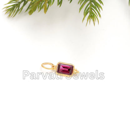 Natural Rhodonite Charm, 18k Solid Gold Charm, Rhodonite Charm, Gold Charm, Garnet Charm, Charm Pendant, Handmade Gold Charm, Gift for her