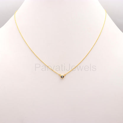 Natural Black Moissanite Necklace, 18k Solid Gold Necklace, Moissanite Necklace, Handmade Gold Necklace, Birthstone Necklace, Gold Necklace