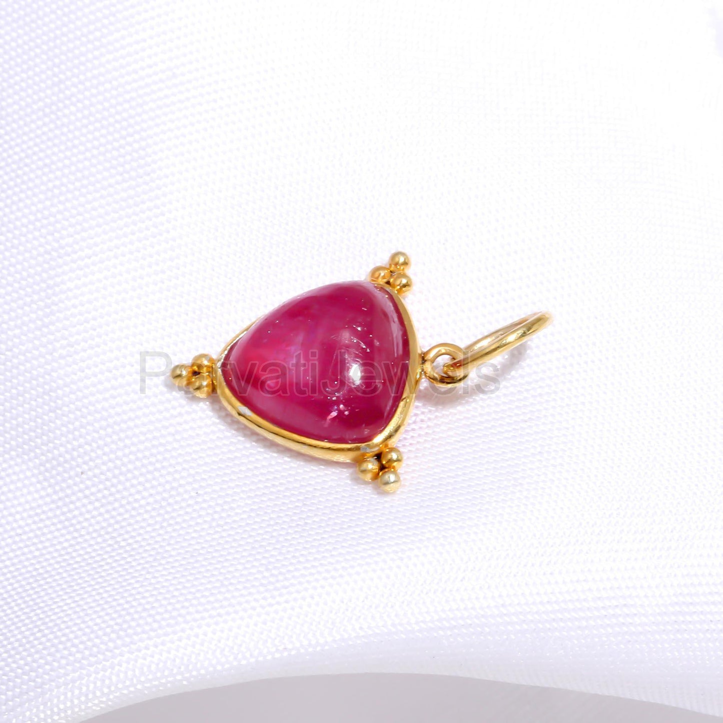 AA Ruby Trillion Gemstone Charm, 18K Solid Gold Charm Pendant, Ruby Gold Charm, Handmade Gold Charm, Charm Pendant, July Birthstone Charm,