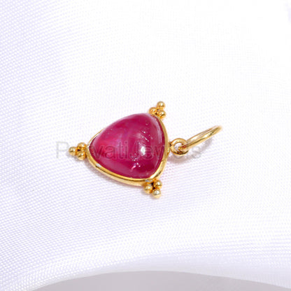 AA Ruby Trillion Gemstone Charm, 18K Solid Gold Charm Pendant, Ruby Gold Charm, Handmade Gold Charm, Charm Pendant, July Birthstone Charm,