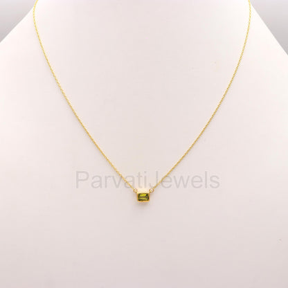 Natural Green Peridot Necklace, 18k Solid Gold Necklace, Peridot Necklace, Handmade Gold Necklace, Peridot August Necklace, Gold Necklace