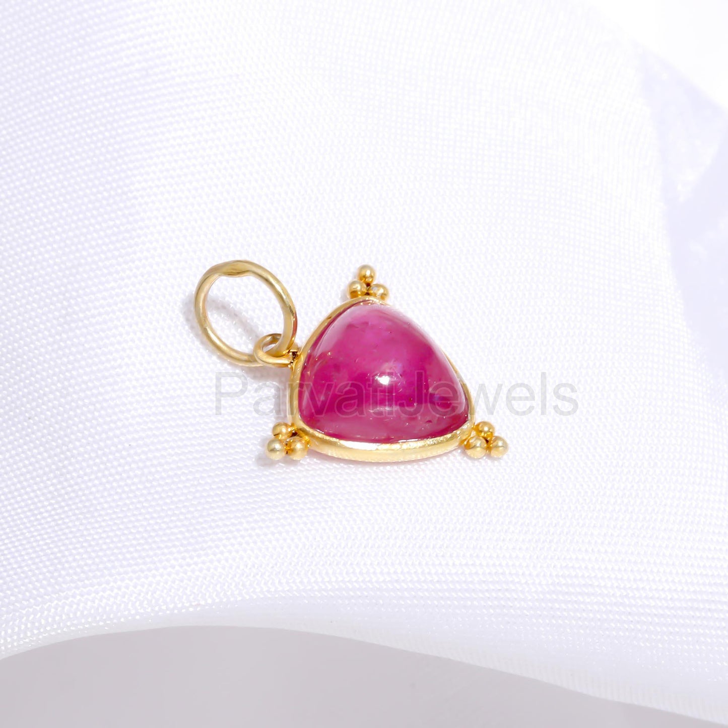 AA Ruby Trillion Gemstone Charm, 18K Solid Gold Charm Pendant, Ruby Gold Charm, Handmade Gold Charm, Charm Pendant, July Birthstone Charm,