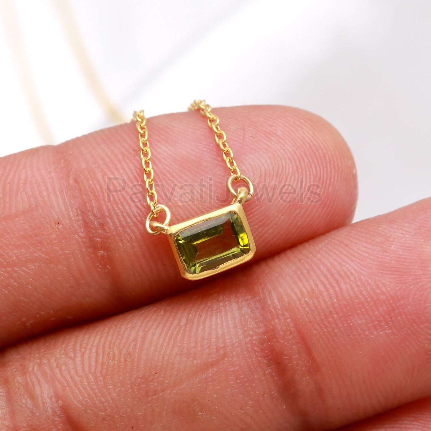 Natural Green Peridot Necklace, 18k Solid Gold Necklace, Peridot Necklace, Handmade Gold Necklace, Peridot August Necklace, Gold Necklace