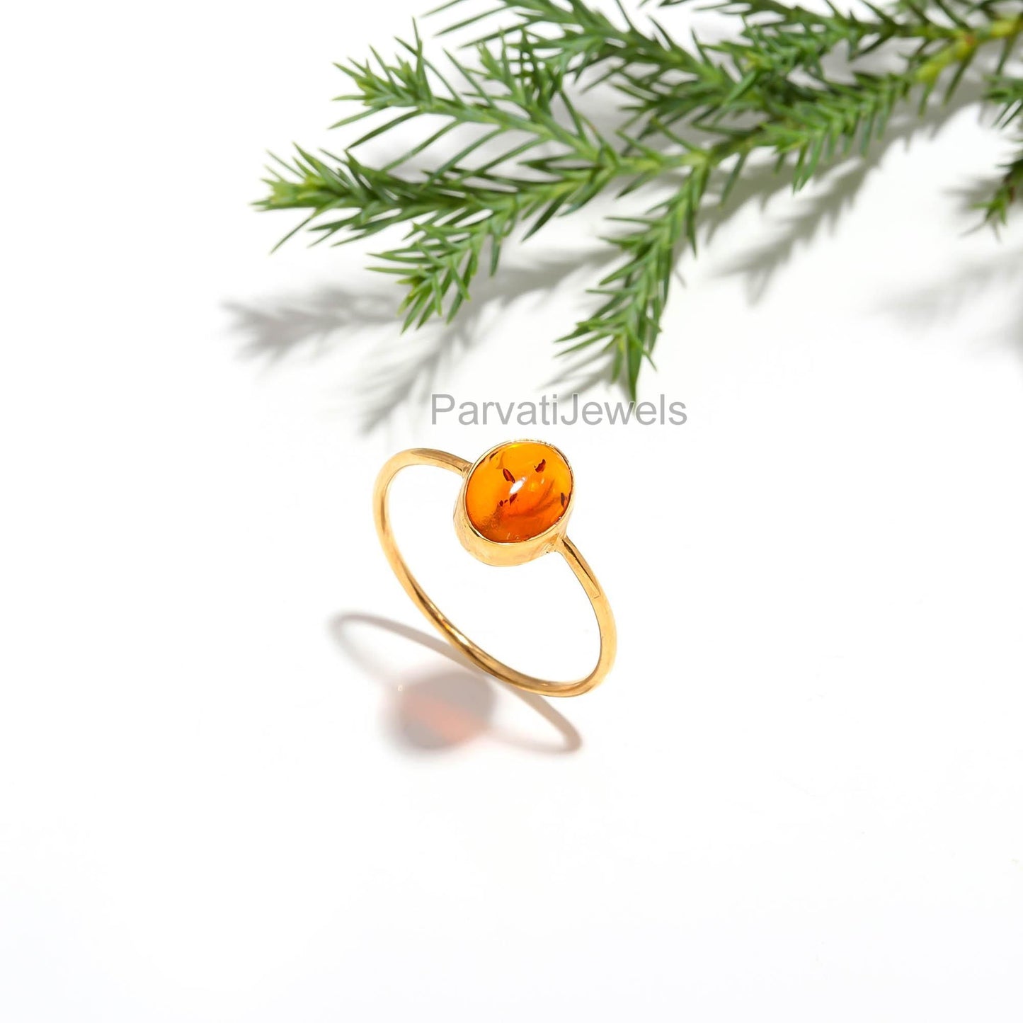Natural Amber Oval Ring, 18K Solid Gold Ring, Yellow Amber Gold Ring, November Birthstone, Handmade Ring, Minimalist Gold Ring, Dainty Ring