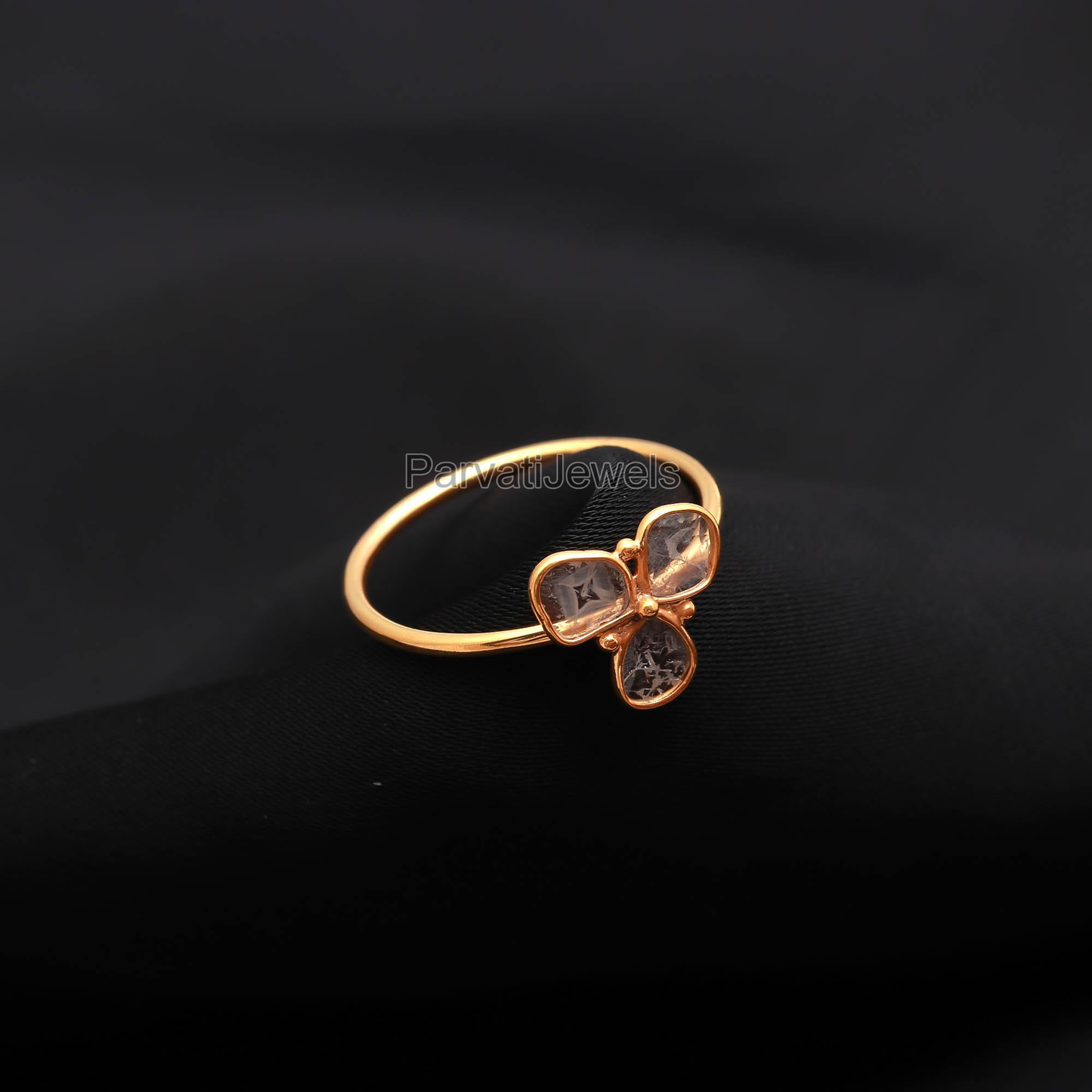 Natural Diamond Gold Ring, 18k Solid Gold Diamond Ring, Handmade Gold Ring, Diamond Slice Ring, Engagement Ring, Wedding Diamond Polki Ring