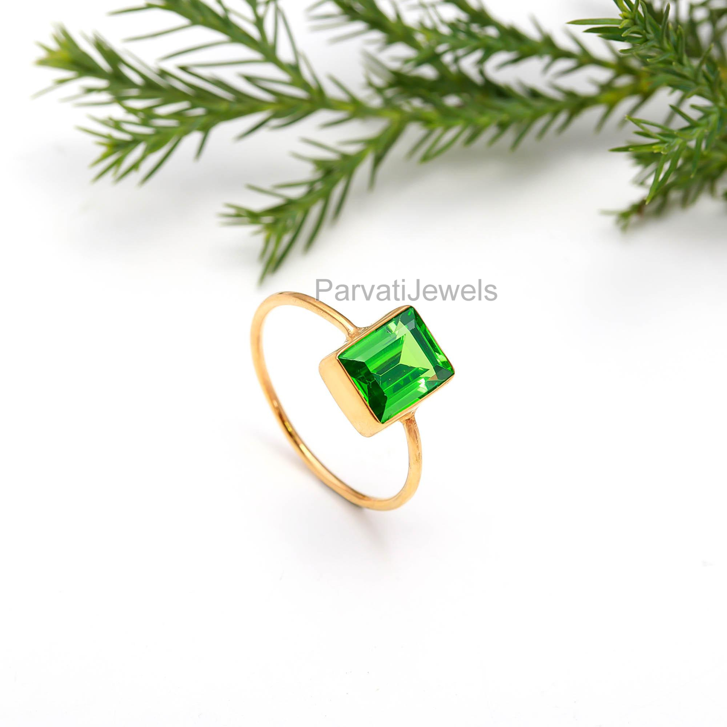 AA Peridot Gold Ring, 18K Solid Gold Ring, Handcrafted Ring, August Birthstone Ring, Gold Jewelry, Thin Gold Ring, Ring for her