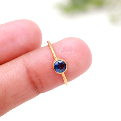 Natural Tanzanite Round Shaped Gold Ring, 18K Solid Gold Ring, Dainty Gold Ring, Handcrafted Gold Ring, Gift for her, December Birthstone