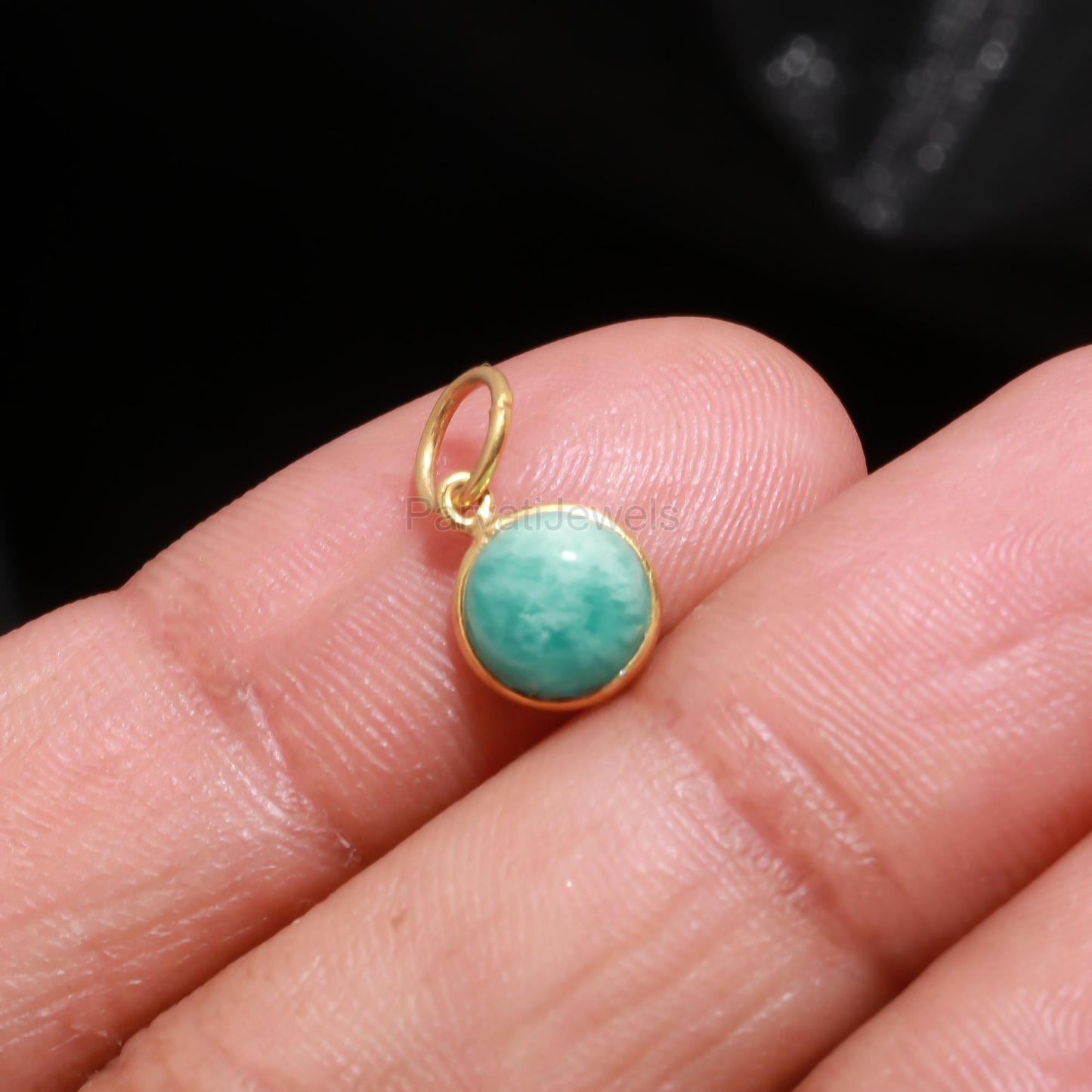Natural Amazonite Charm, 18k Solid Gold Charm, Amazonite Gold Charm, Gold Charm, Birthstone Charm Pendant, Handmade Gold Charm, Gift for Her