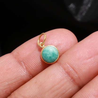 Natural Amazonite Charm, 18k Solid Gold Charm, Amazonite Gold Charm, Gold Charm, Birthstone Charm Pendant, Handmade Gold Charm, Gift for Her