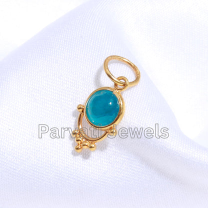 AA Elegant Apatite Charm, 18k Solid Gold Charm, Neon Apatite Charm, Handmade Gold Charm, Gold Charm, Gold Charm Pendant, Gift For Her, 18K