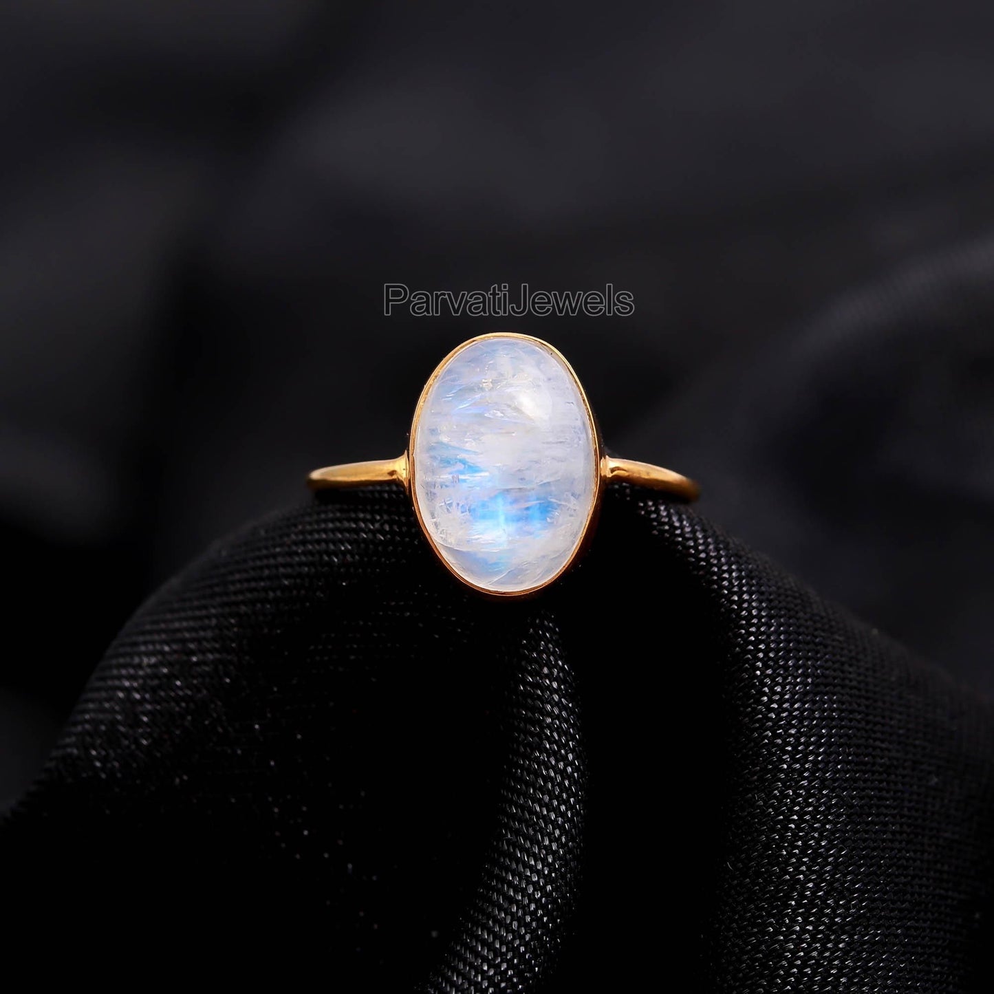 Natural Rainbow Moonstone Ring, 18k Solid Gold Ring, Handmade Gold Ring, Moonstone Gold Ring, June birthstone, Dainty Gold Ring