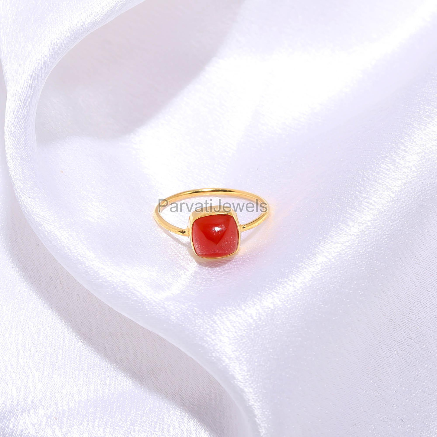 Natural Carnelian Gold Ring, 18k Solid Gold Ring, Handmade Gold Ring, Dainty Gold Ring, Minimalist Gold Ring, Gift For Her