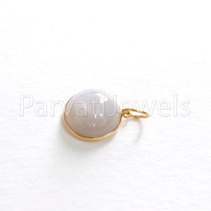 Rare Gray Moonstone Charm, 18K Solid Gold Charm, Charm Pendent, Gold Charm, Natural Gemstone Charm, Solid 18k Gold Charm, Handmade Charms