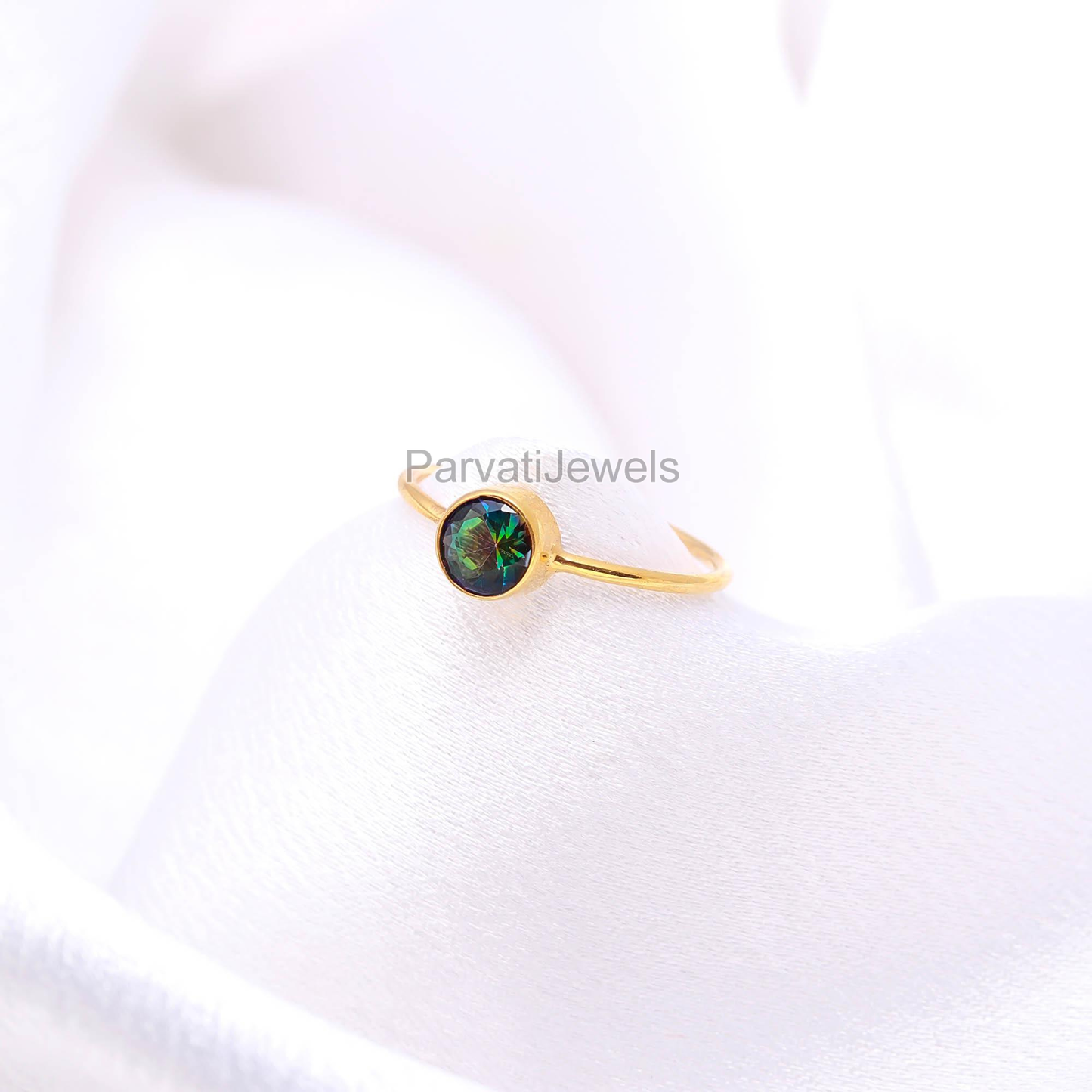 AA Natural Mystic Gold Ring, 18K Solid Gold Ring, Dainty Gold Ring, Handcrafted Ring, November Birthstone Ring, Mystic Topaz Gold Jewelry