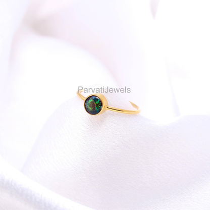 AA Natural Mystic Gold Ring, 18K Solid Gold Ring, Dainty Gold Ring, Handcrafted Ring, November Birthstone Ring, Mystic Topaz Gold Jewelry
