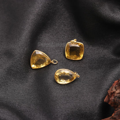One of a Kind Natural Lemon Topaz Charm, 18k Solid Gold Charm, Minimalist Charm, Dainty Gold Charm, Handcrafted Gold Charm